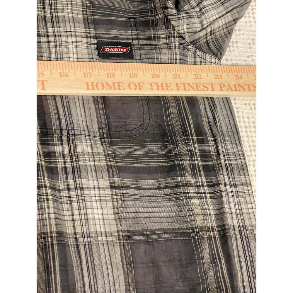 Dickies Mens Large Multicolor Plaid Relaxed Fit Short Sleeve Button Up Shirt - Picture 8 of 10